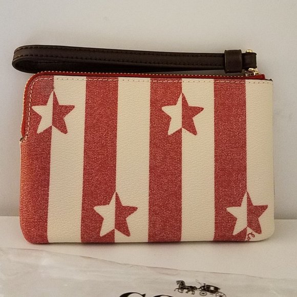 $78 *NEW* COACH Corner Zip Wristlet Stripes Star - Picture 8 of 10
